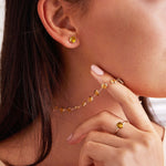 0.90 CT Round Citrine Lab Made Diamond-November Birthstone Earrings 3