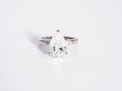 Stunning 3.0 CT Pear Cut Moissanite Engagement Ring with Pave Design 1