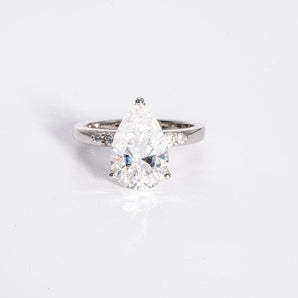 Stunning 3.0 CT Pear Cut Moissanite Engagement Ring with Pave Design