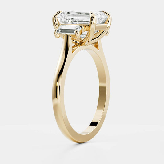 Stunning 2.0-3.0 Emerald Moissanite Engagement Ring with Three Stone Design 2