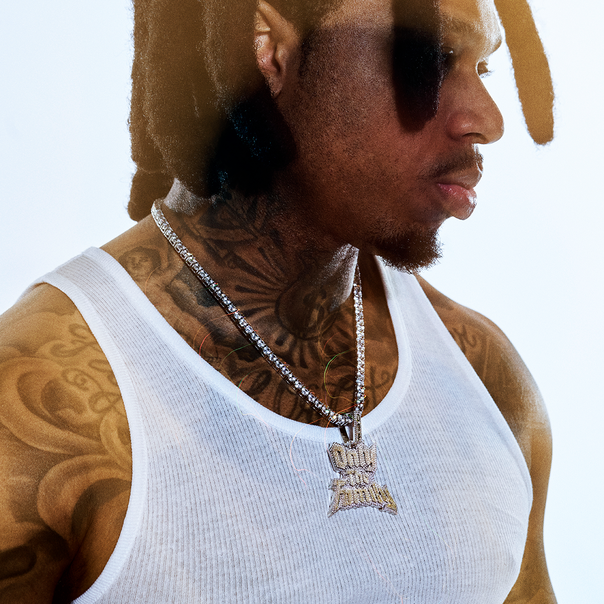 12 CT Round Moissanite Lil Durk Only The Family Silver Pendant for Him 5