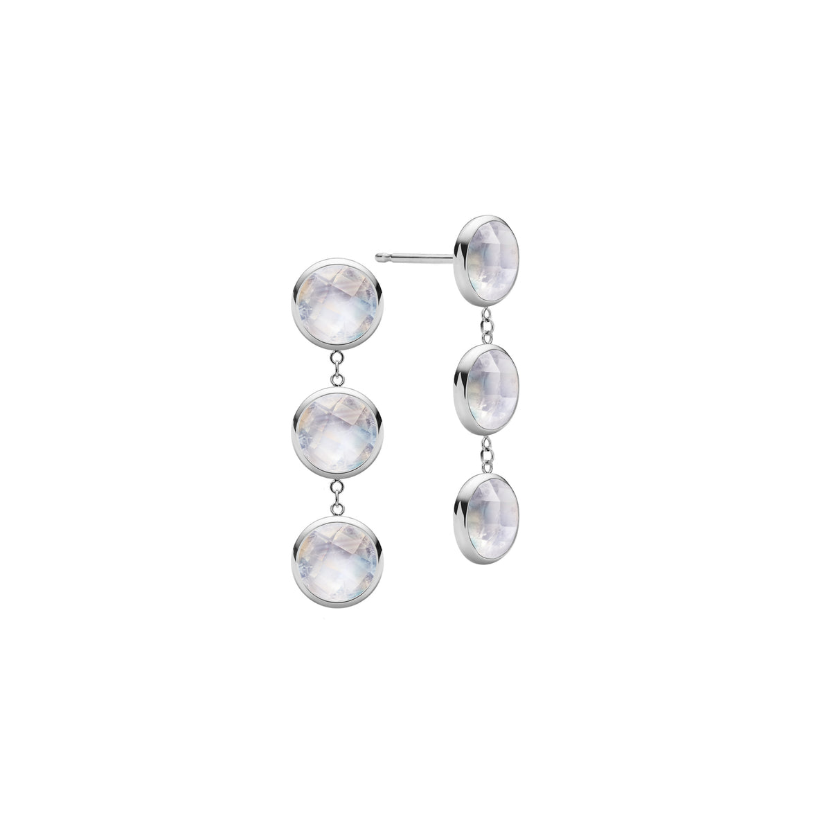 2.7 TCW Round Moonstone Lab Made Diamond- June Birthstone Dangle 5