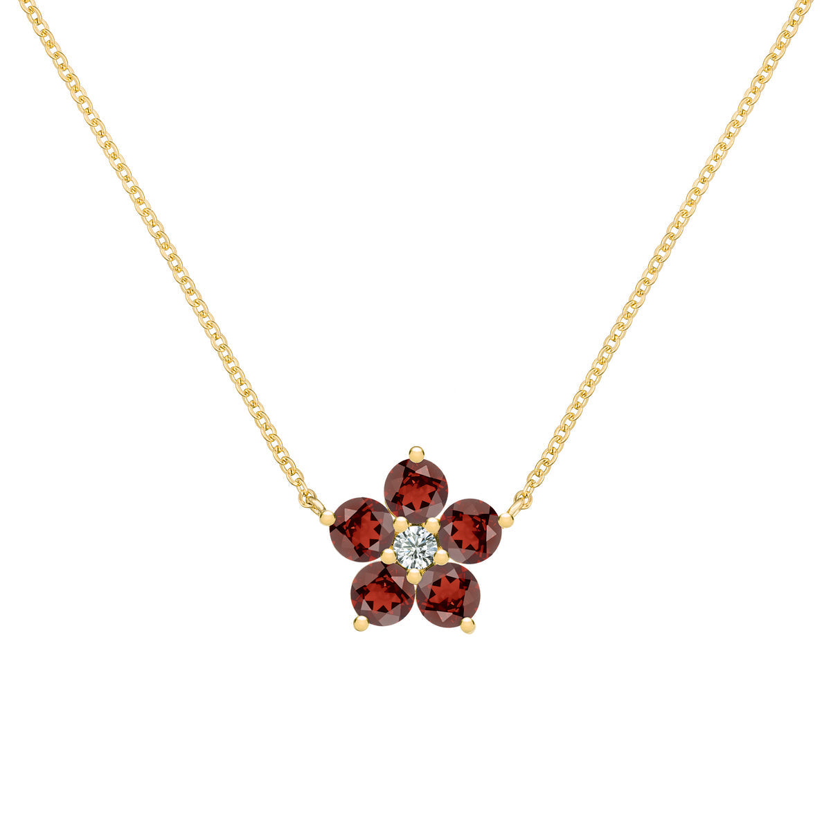 1.45 TCW Round Garnet Lab Made Diamond- January Birthstone Necklace 1