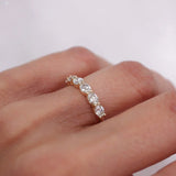Stunning 0.4 TCW Oval Moissanite Stones in Half Eternity Wedding Band 4
