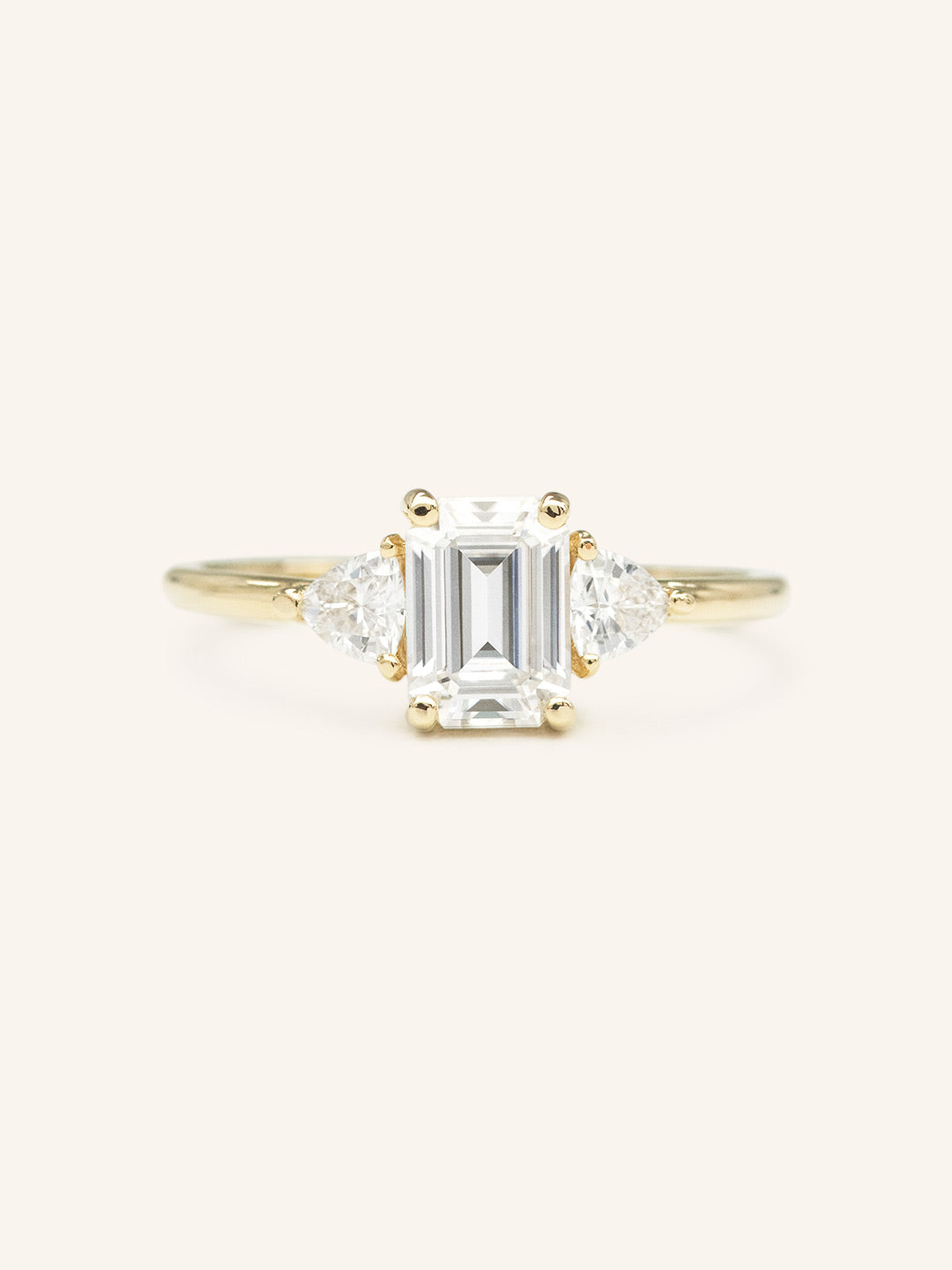 Stunning 2 CT Emerald Moissanite Engagement Ring with Three Stone Design 1