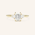 Stunning 2 CT Emerald Moissanite Engagement Ring with Three Stone Design 1