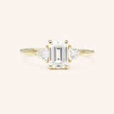 Stunning 2 CT Emerald Moissanite Engagement Ring with Three Stone Design 1