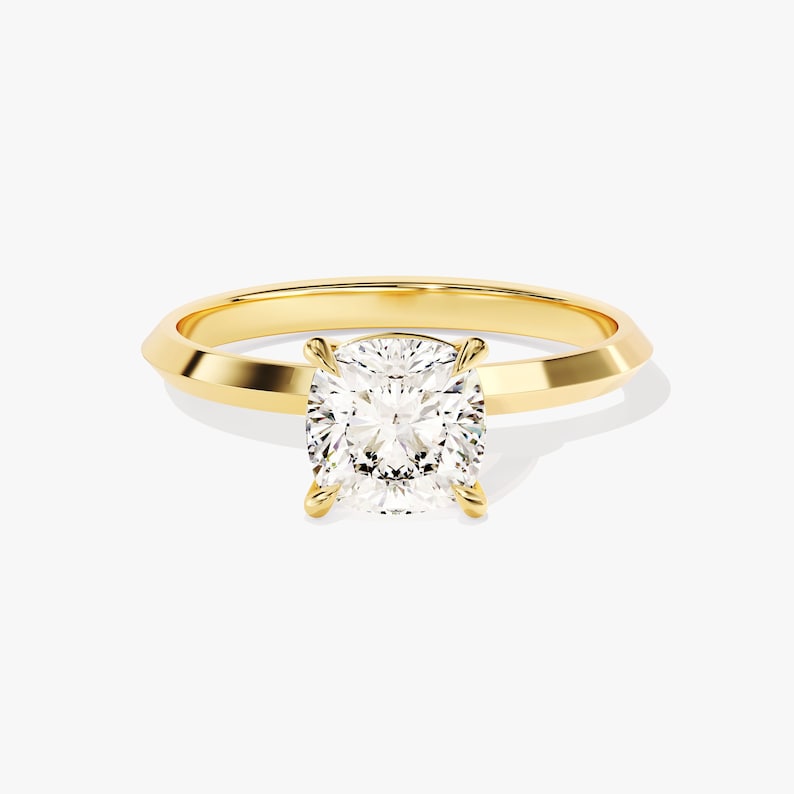 Stunning 1.0-2.0 CT Cushion Moissanite Engagement Ring with Solitaire Design 1