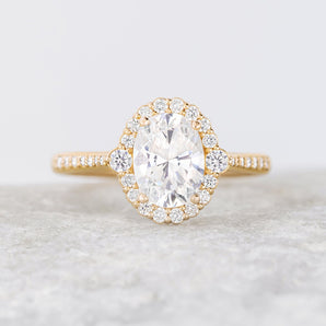 Stunning 1.20 CT Oval Moissanite Engagement Ring with Halo & Pave Design