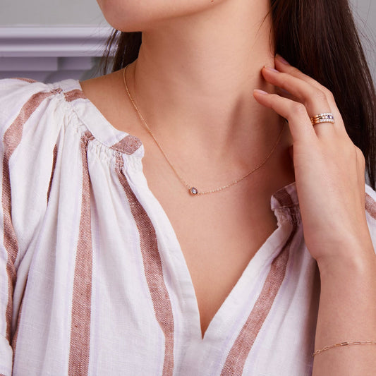 0.90 CT Round Aquamarine Lab Made Diamond-March Birthstone Necklace 2