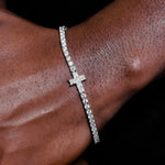 20 CT Round & Princess Moissanite Diamond Cross Tennis Silver Bracelet For Him 1