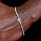 20 CT Round & Princess Moissanite Diamond Cross Tennis Silver Bracelet For Him 1