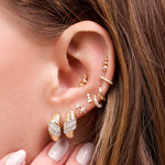 1.0 TCW Round Cut Moissanite Le Grande Cupola Huggies Earrings in Gold 10
