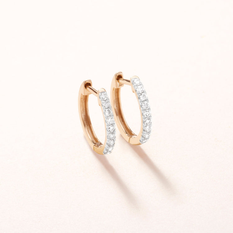 1.0 TCW Round Cut Moissanite Pave Huggie Earrings in Gold 8