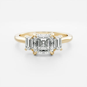 Stunning 1.5-2.5 CT Asscher Moissanite Engagement Ring with Three Stone Design