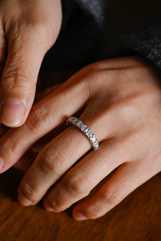 Stunning 0.5 TCW Asscher Moissanite Stones Full Eternity Wedding Band 2
