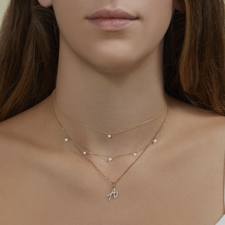 0.80 CT Round Moissanite Diamond Customized Letter Pendant Necklace in Solid Gold 4