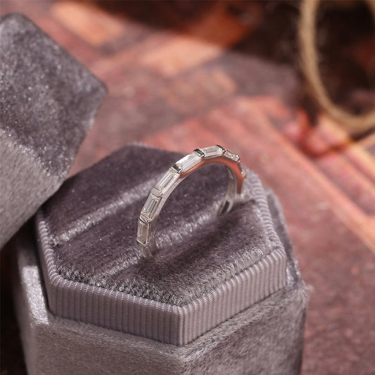 Stunning 1.4 CT Baguette Full Eternity Moissanite Stones Wedding Bands 2