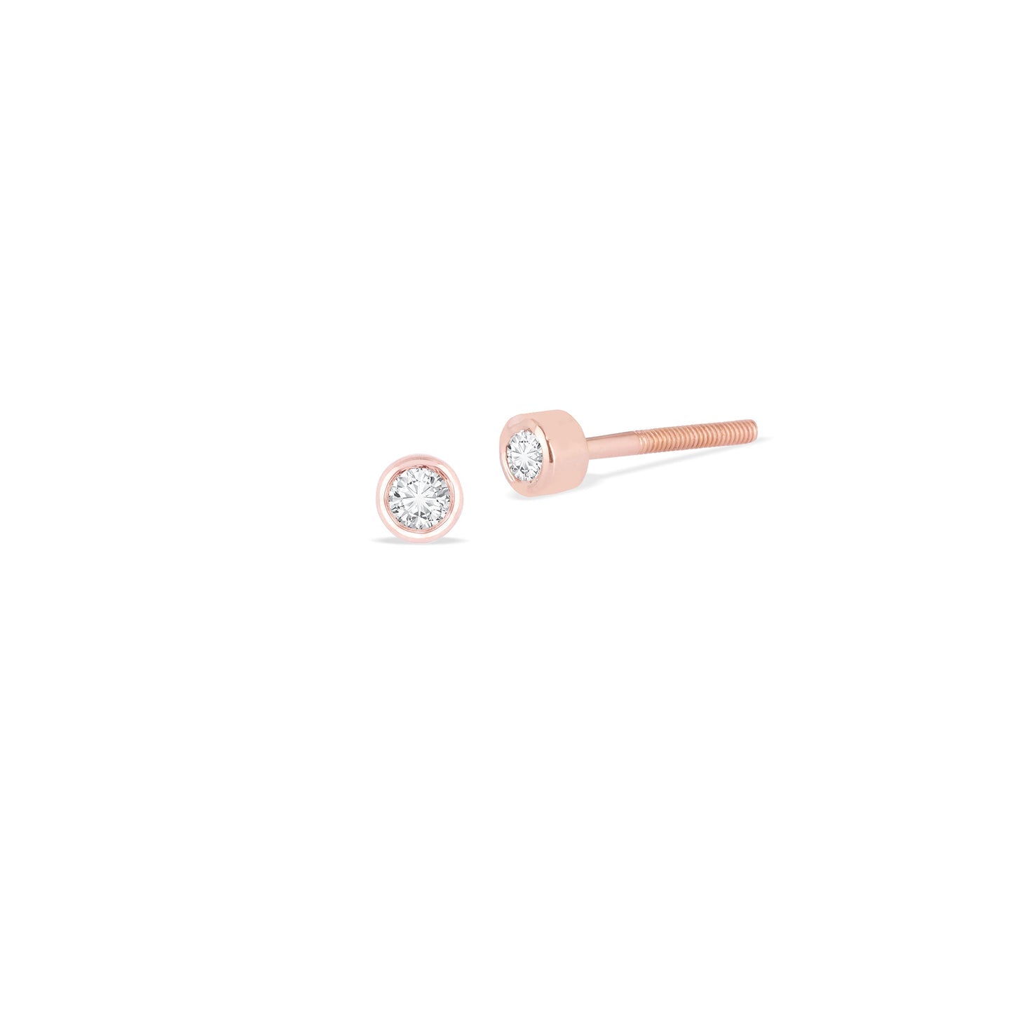 0.20 TCW Round Cut Moissanite Bezel Stud Earrings in Gold 4