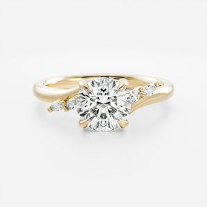 Stunning 1.0-3.0 CT Round Moissanite Engagement Ring with Cluster Design