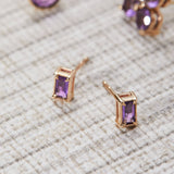 0.14 CT Baguette Amethyst Lab Made Diamond- February Birthstone Earrings 8
