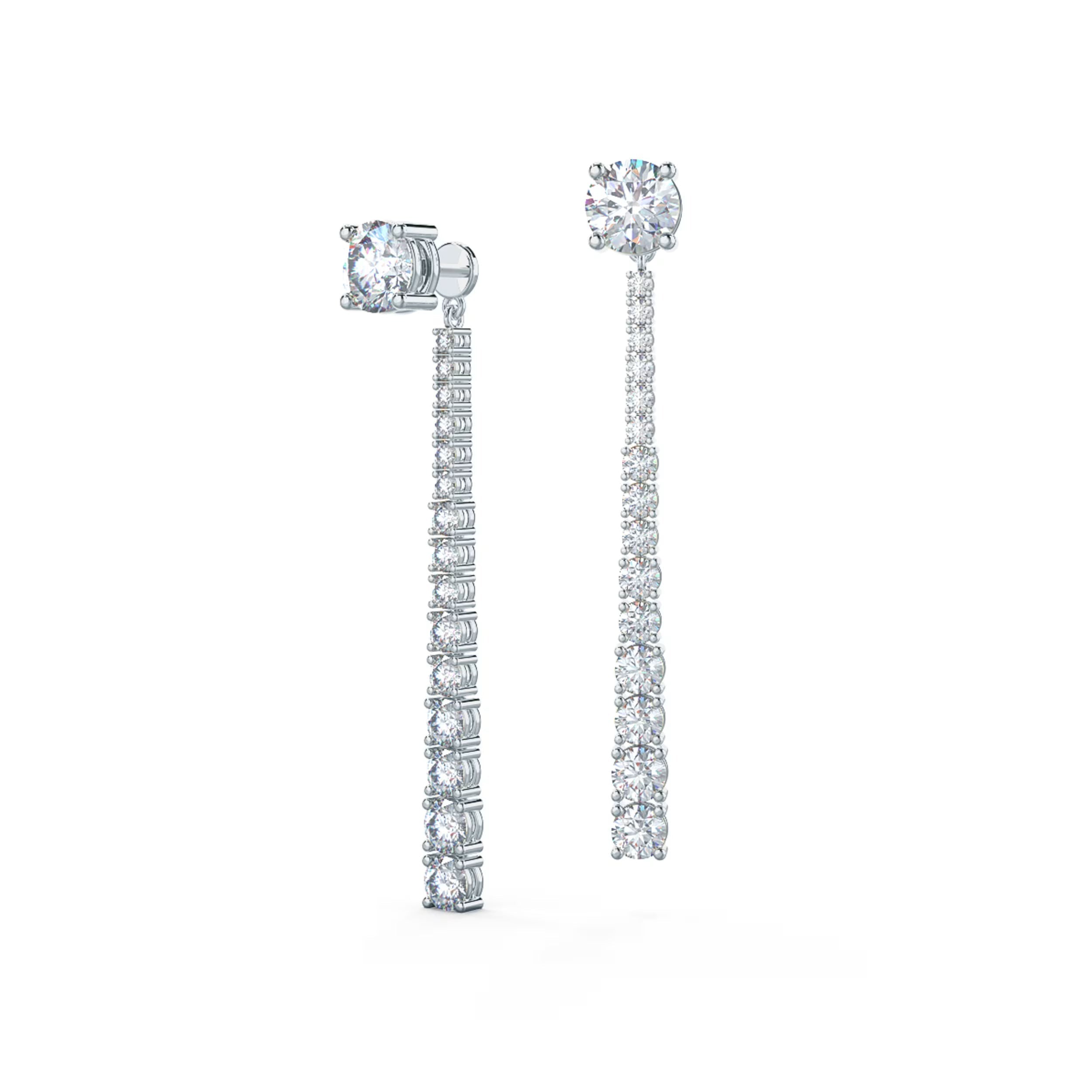 3.0 TCW Round Shape Moissanite Drop Dangler Earrings in Gold 2