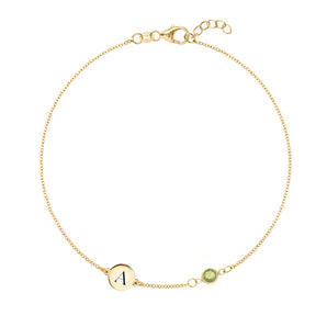 0.25 CT Round Peridot Lab Made Diamond- August Birthstone Bracelet