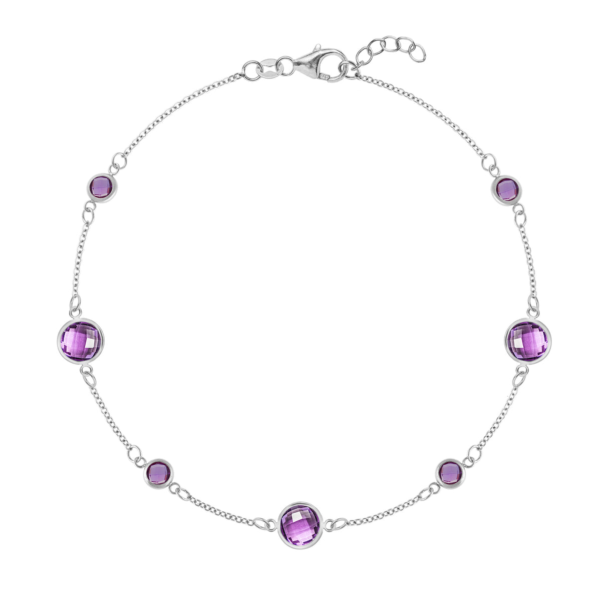 2.12 TCW Round Amethyst Lab Made Diamond- February Birthstone Bracelets 5