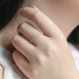 0.3 TCW Round Moissanite Bridal Wedding Band With Half Eternity Stacking 9