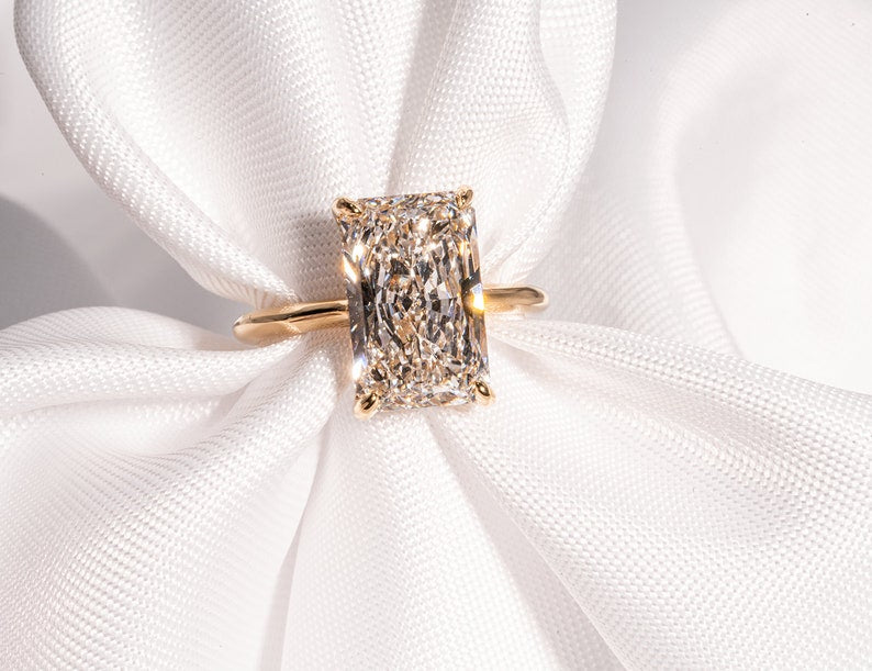 Classic 4.01 CT Radiant Moissanite Engagement Ring with Hidden Halo Design 9