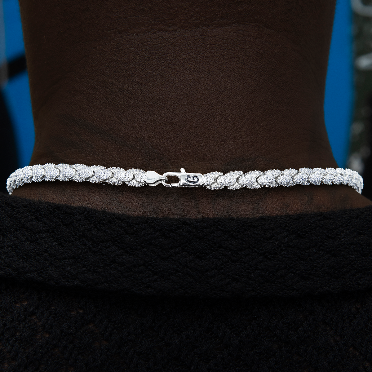 50 CT Round Moissanite Diamond Reptile Silver Necklace For Him 5