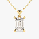 2.0 CT Emerald Moissanite Diamond Solitaire Pendant Necklace in Solid Gold 1