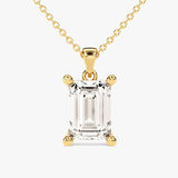 2.0 CT Emerald Moissanite Diamond Solitaire Pendant Necklace in Solid Gold 1