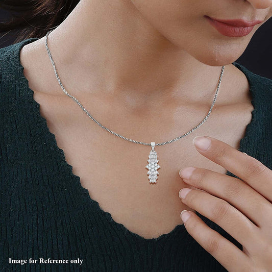 Round Cut Cubic Zirconia in 925 Sterling Silver Necklace 2