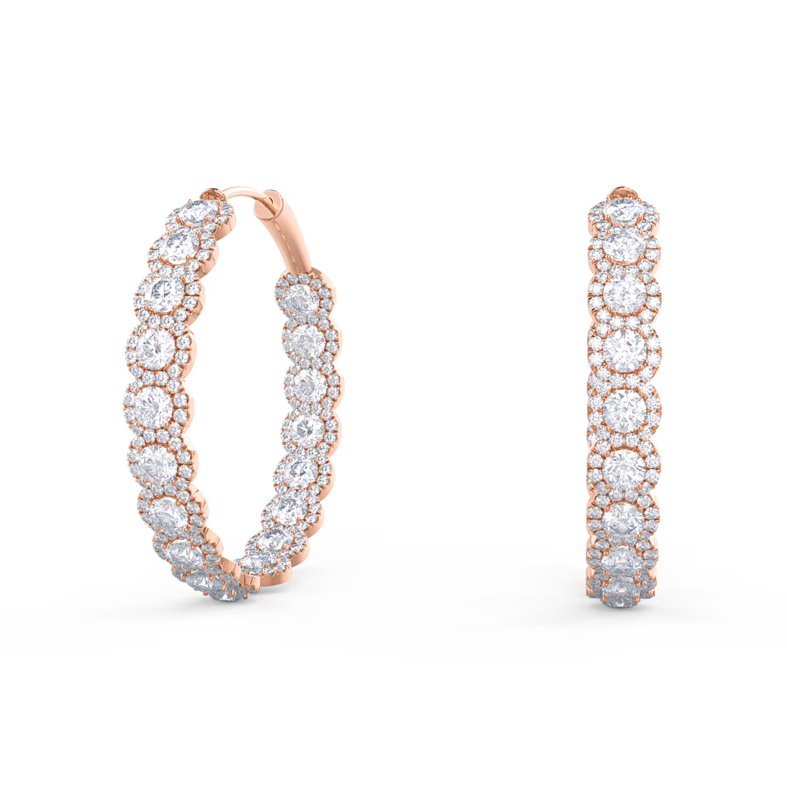 1.50 TCW Round Cut Moissanite Prong Set Inside Out Hoops Earrings in Gold 3