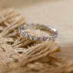 Stunning 0.3 CT Round & Marquise Moissanite Stones Wedding Band 5