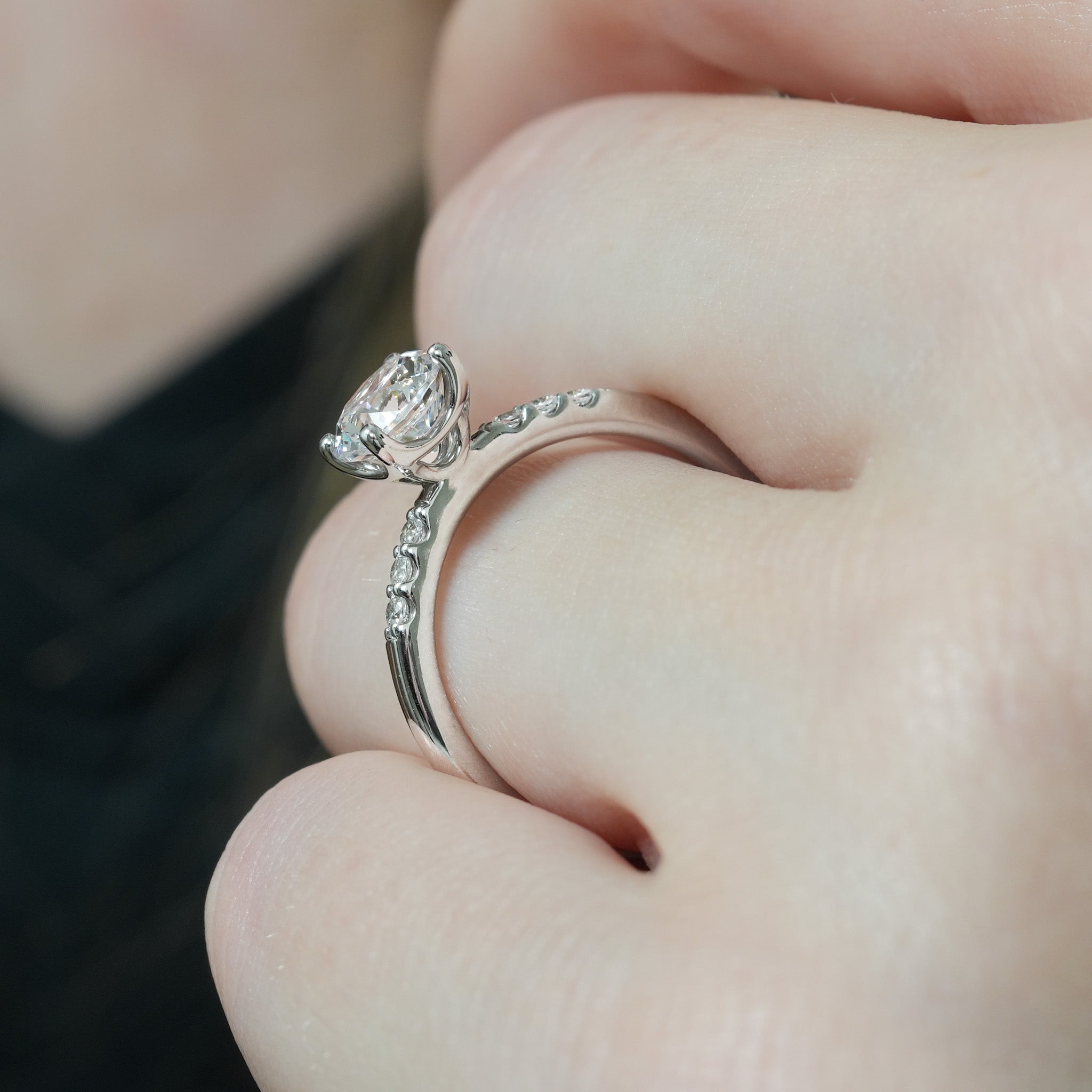 Stunning 1.0- 2.0 CT Oval Moissanite Engagement Ring with Pave Design 7