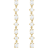 0.50 TCW Round & Oval Cut Moissanite Drop Earrings in Gold 1