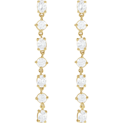 0.50 TCW Round & Oval Cut Moissanite Drop Earrings in Gold 1
