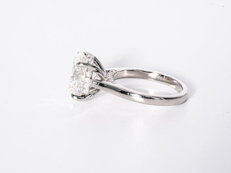 Stunning 4.0 CT Oval Shape Moissanite Engagement Ring with Hidden Halo Design 6