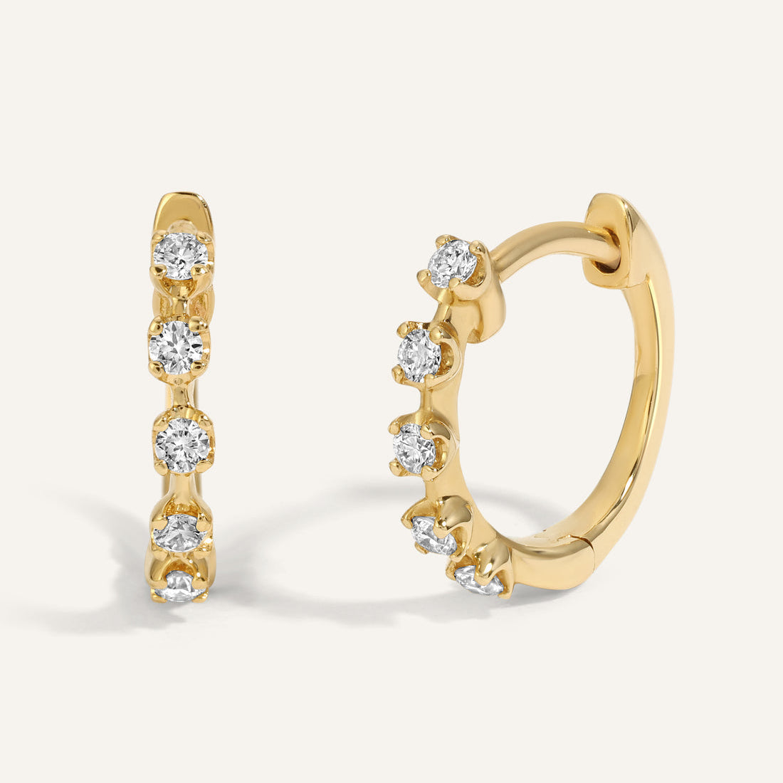 0.50 TCW Round Cut Moissanite Dainty Style Hoop Earrings in Gold 1
