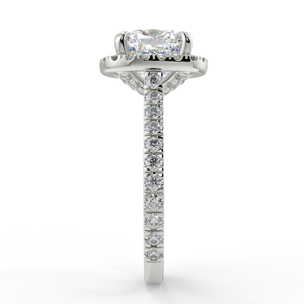 Stunning 2.40 CT Cushion Moissanite Engagement Ring with Halo & Pave Design 7