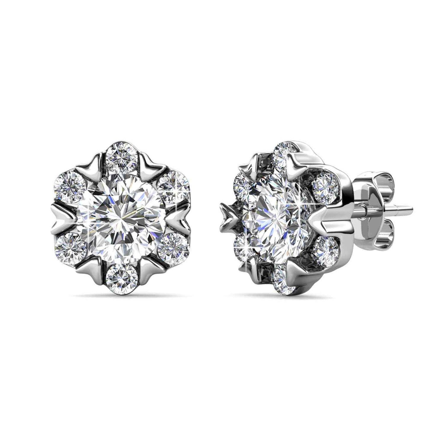 Round Cut Cubic Zirconia in 925 Sterling Silver Earrings 5