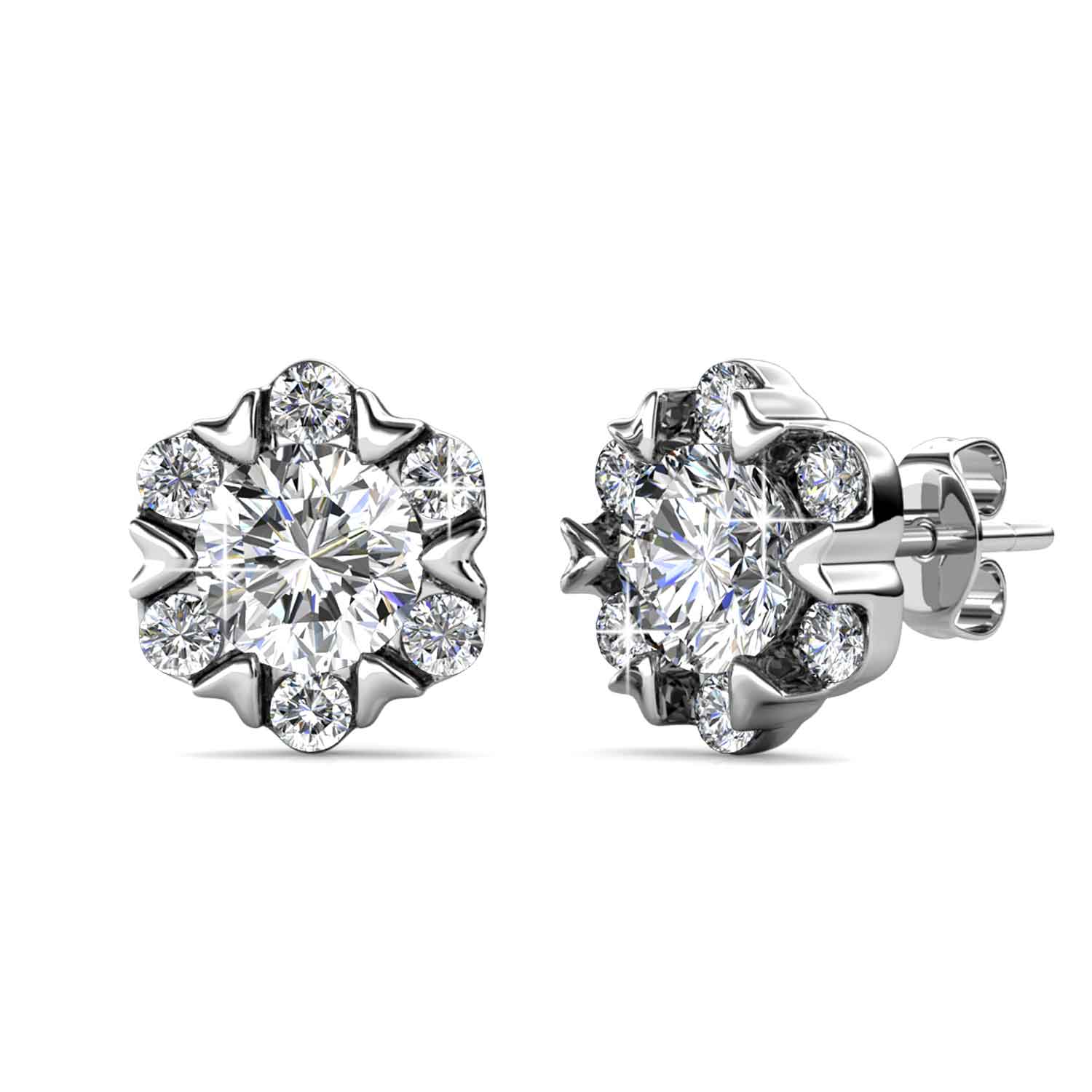 Round Cut Cubic Zirconia in 925 Sterling Silver Earrings 5