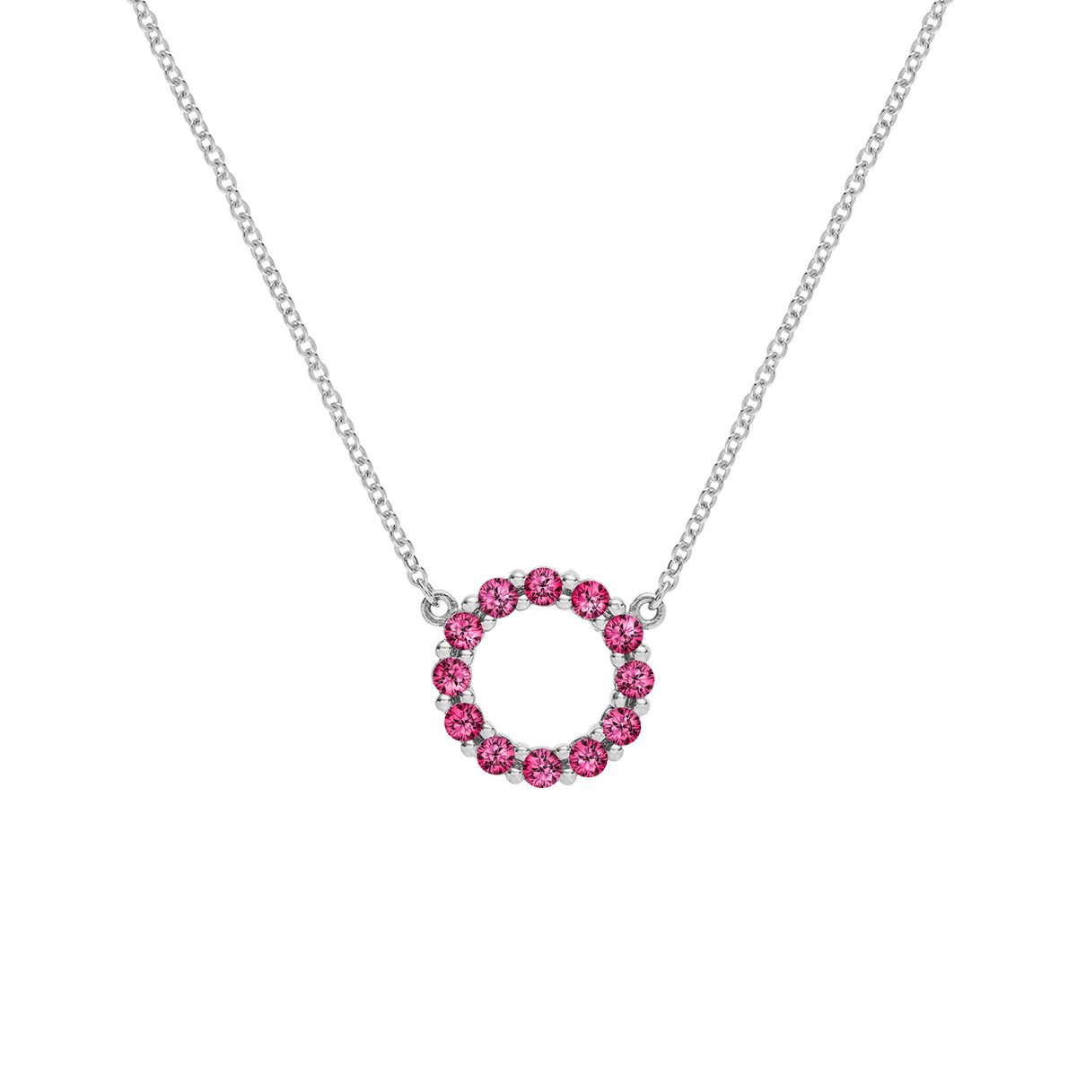1.2 TCW Round Ruby Lab Made Diamond- July Birthstone Circle Necklace 7
