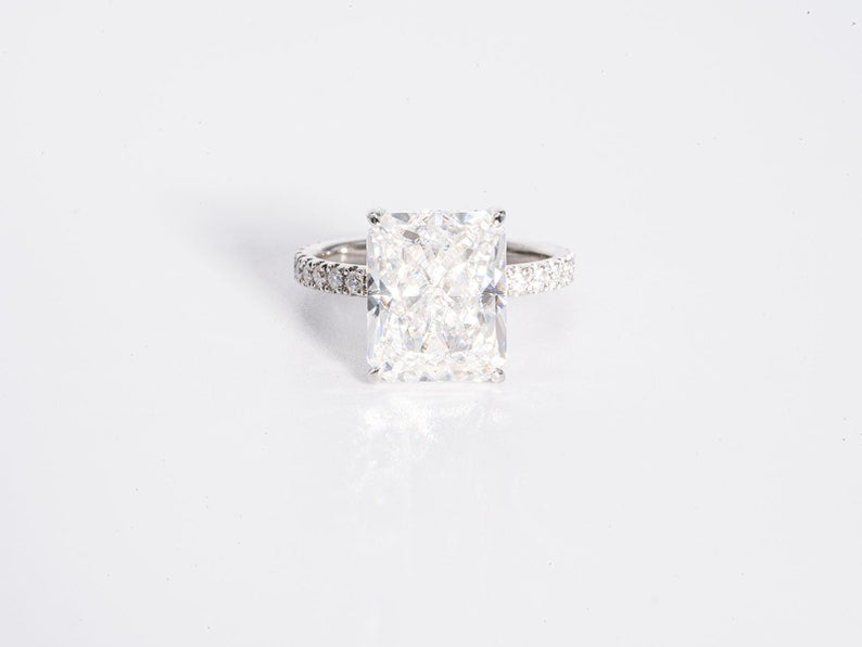 Stunning 5.0 CT Radiant Shaped Moissanite Engagement Ring with Hidden Halo & Pave Design 1