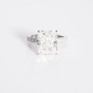 Stunning 5.0 CT Radiant Shaped Moissanite Engagement Ring with Hidden Halo & Pave Design