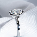 Classic 3.0 CT Oval Moissanite Engagement Ring with Bezel Design 7