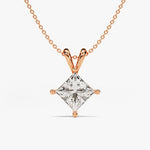 1.0 CT Princess Moissanite Diamond Solitaire Pendant Necklace in Solid Gold 3