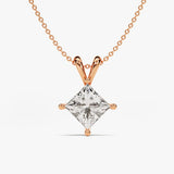 1.0 CT Princess Moissanite Diamond Solitaire Pendant Necklace in Solid Gold 3